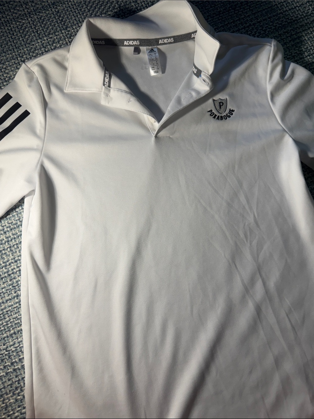adidas White Polo with Black Accent Stripes